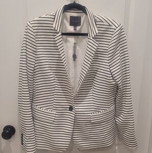 The Limited Black and White Striped Blazer Tailored Fit